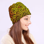 Gold African Ethnic Tribal Pattern Print Beanie
