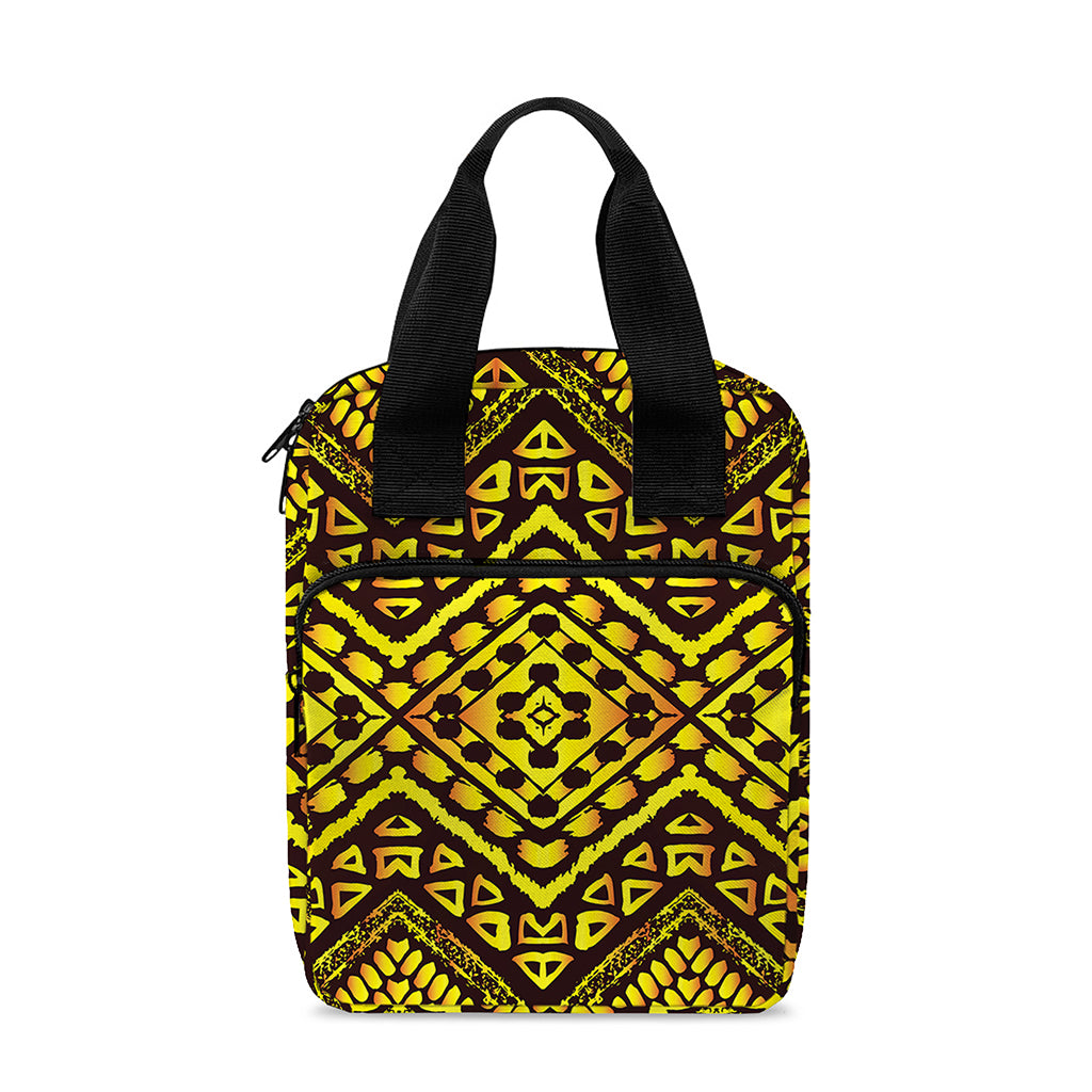 Gold African Ethnic Tribal Pattern Print Bible Tote Bag