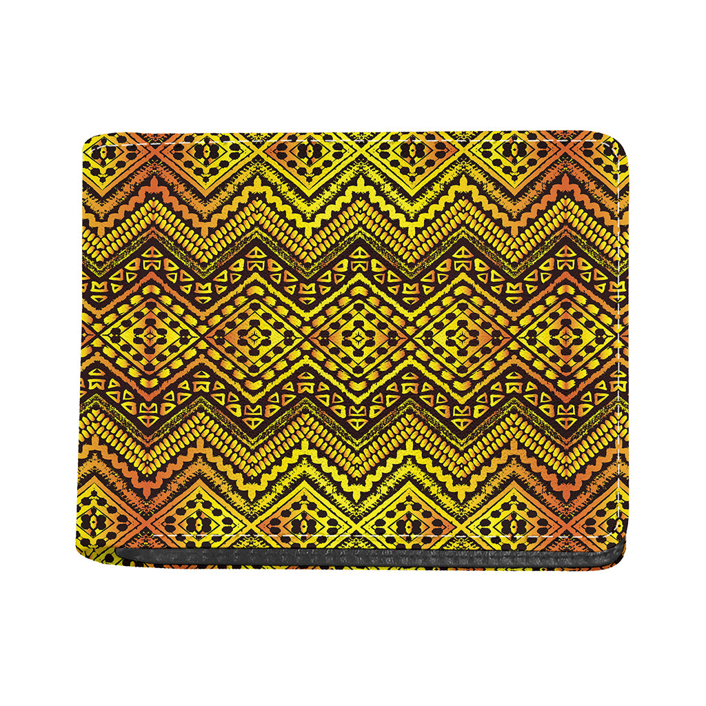 Gold African Ethnic Tribal Pattern Print Bifold Wallet