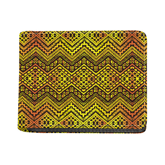 Gold African Ethnic Tribal Pattern Print Bifold Wallet