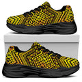 Gold African Ethnic Tribal Pattern Print Black Chunky Shoes