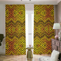 Gold African Ethnic Tribal Pattern Print Dimout Pencil Pleat Curtains