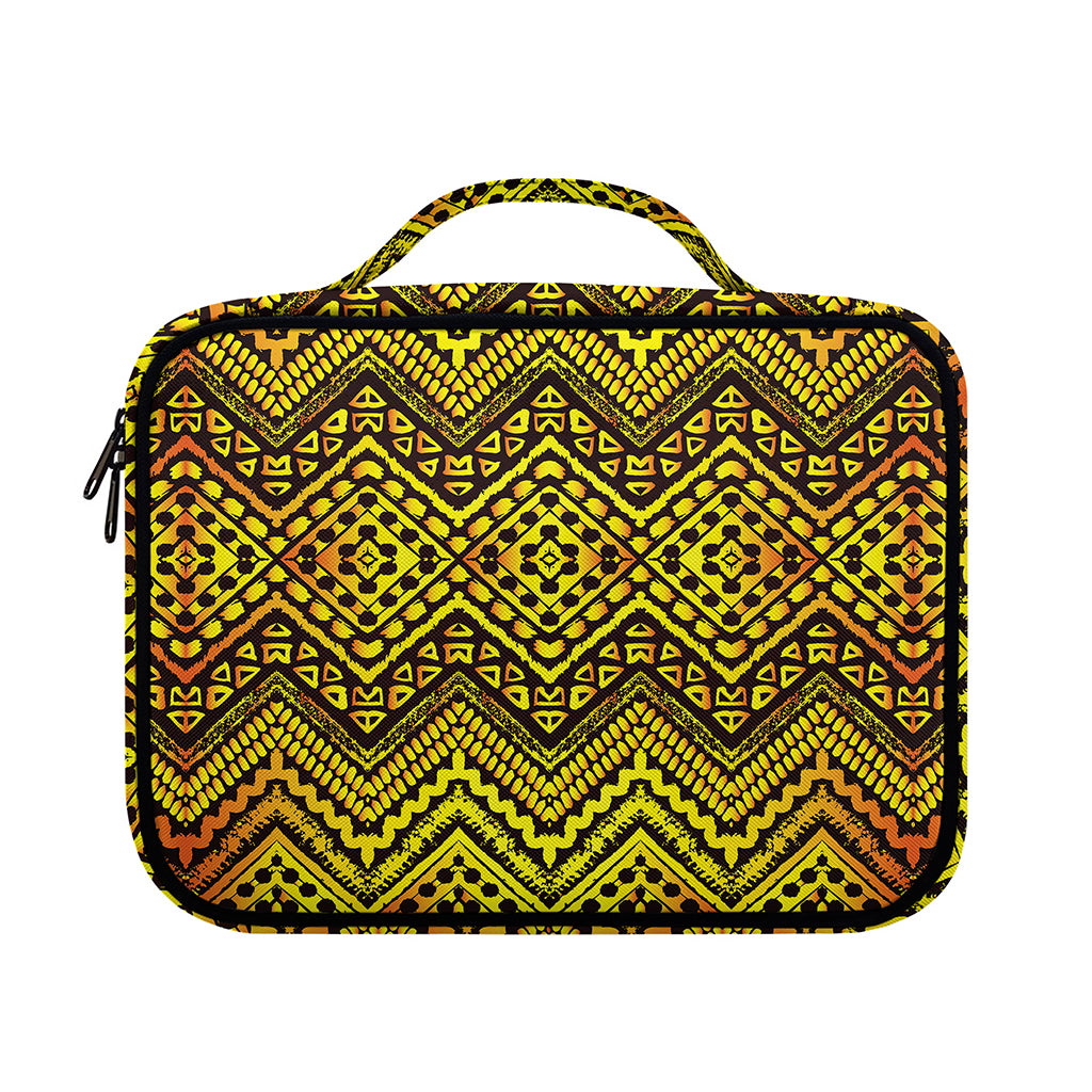 Gold African Ethnic Tribal Pattern Print Briefcase Bible Bag
