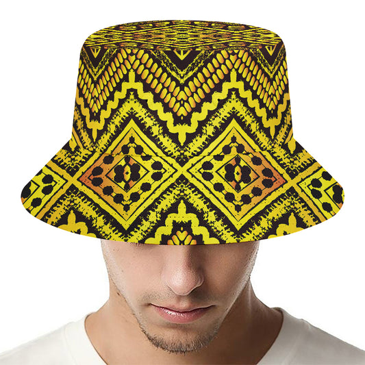 Gold African Ethnic Tribal Pattern Print Bucket Hat