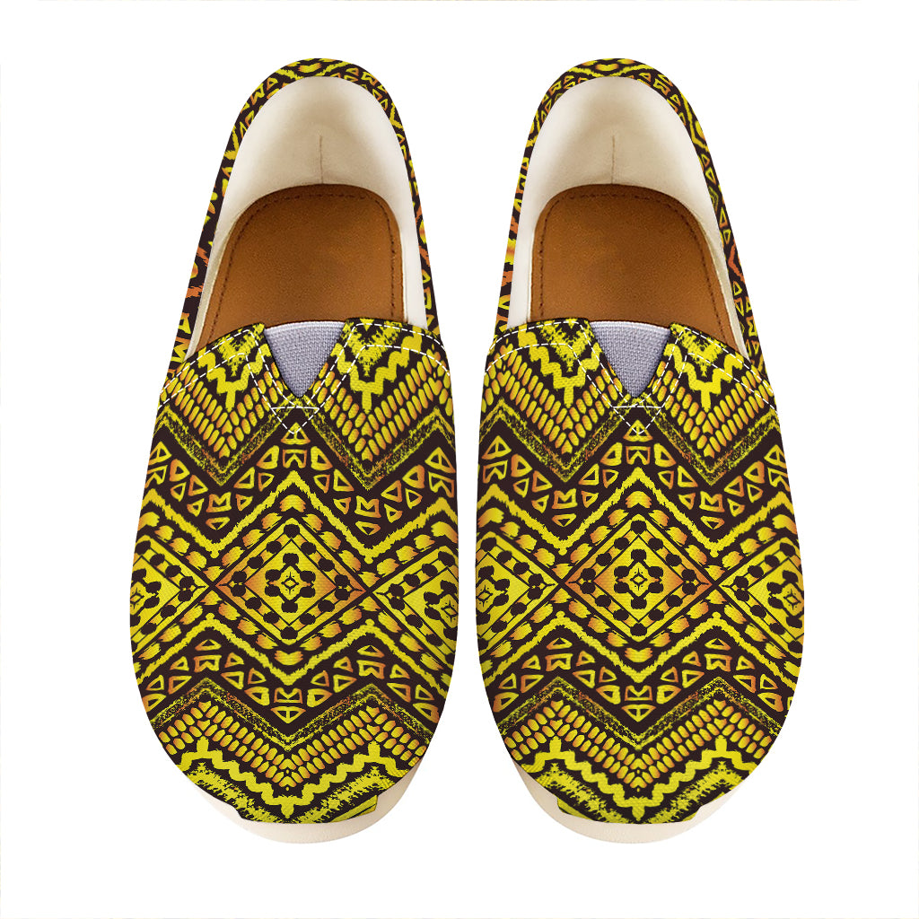 Gold African Ethnic Tribal Pattern Print Casual Shoes
