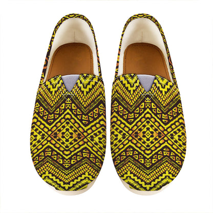 Gold African Ethnic Tribal Pattern Print Casual Shoes