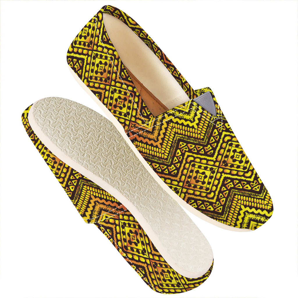 Gold African Ethnic Tribal Pattern Print Casual Shoes