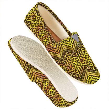 Gold African Ethnic Tribal Pattern Print Casual Shoes