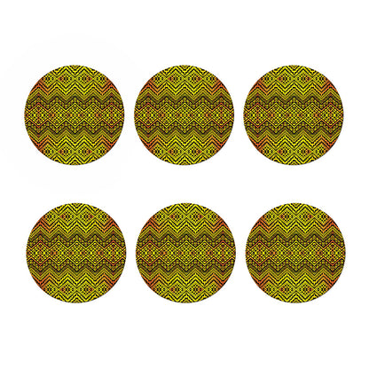 Gold African Ethnic Tribal Pattern Print Coaster Set