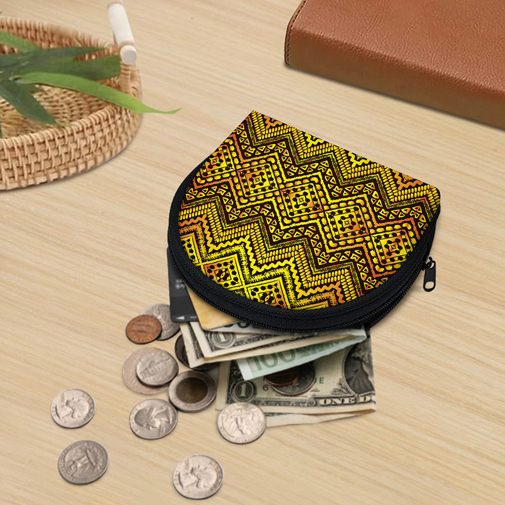 Gold African Ethnic Tribal Pattern Print Coin Purse