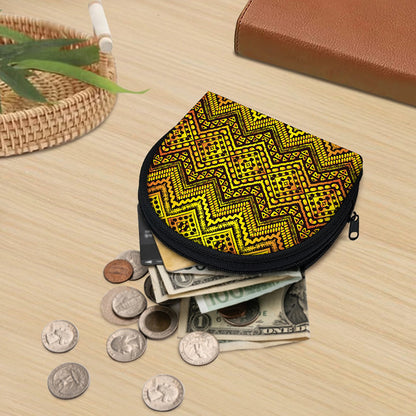 Gold African Ethnic Tribal Pattern Print Coin Purse