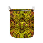 Gold African Ethnic Tribal Pattern Print Collapsible Laundry Basket