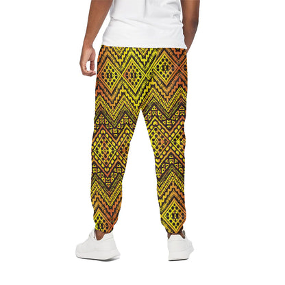 Gold African Ethnic Tribal Pattern Print Cotton Pants