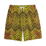 Gold African Ethnic Tribal Pattern Print Cotton Shorts