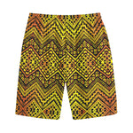 Gold African Ethnic Tribal Pattern Print Cotton Shorts