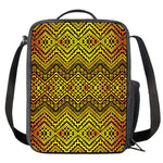 Gold African Ethnic Tribal Pattern Print Crossbody Lunch Bag