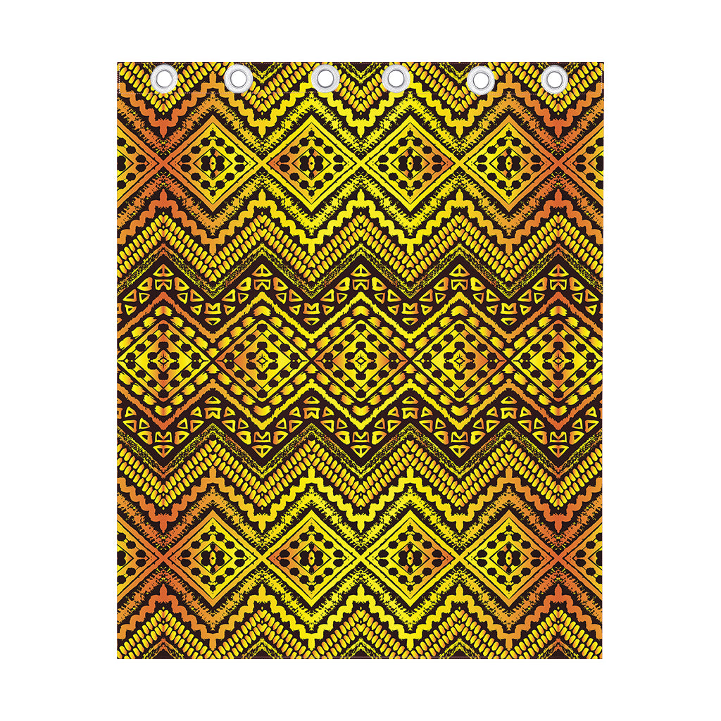 Gold African Ethnic Tribal Pattern Print Curtain