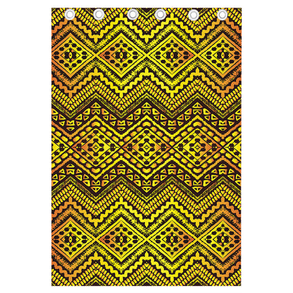 Gold African Ethnic Tribal Pattern Print Curtain
