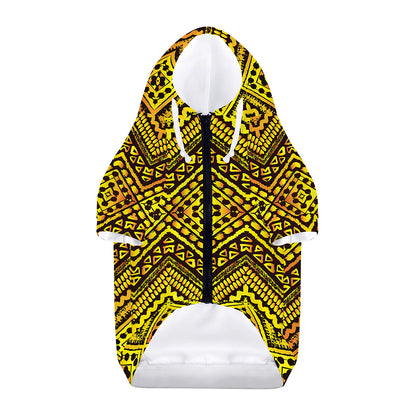 Gold African Ethnic Tribal Pattern Print Dog Zip Up Hoodie