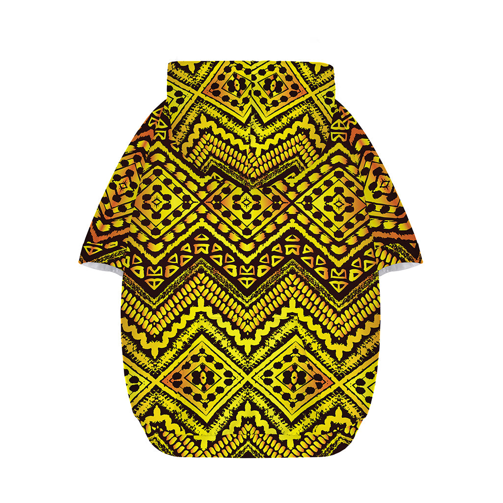Gold African Ethnic Tribal Pattern Print Dog Zip Up Hoodie