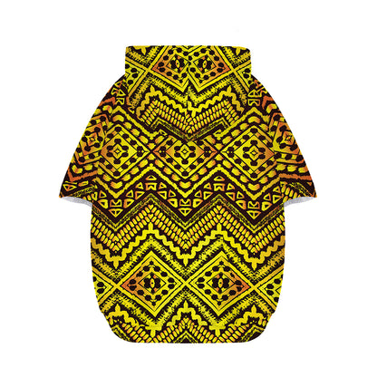 Gold African Ethnic Tribal Pattern Print Dog Zip Up Hoodie