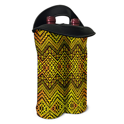 Gold African Ethnic Tribal Pattern Print Double Neoprene Wine Tote