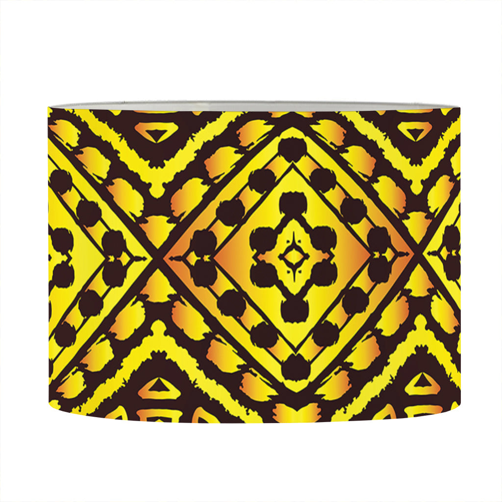 Gold African Ethnic Tribal Pattern Print Drum Lamp Shade