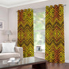 Gold African Ethnic Tribal Pattern Print Extra Wide Grommet Curtains