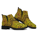 Gold African Ethnic Tribal Pattern Print Flat Ankle Boots