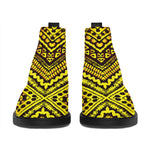 Gold African Ethnic Tribal Pattern Print Flat Ankle Boots