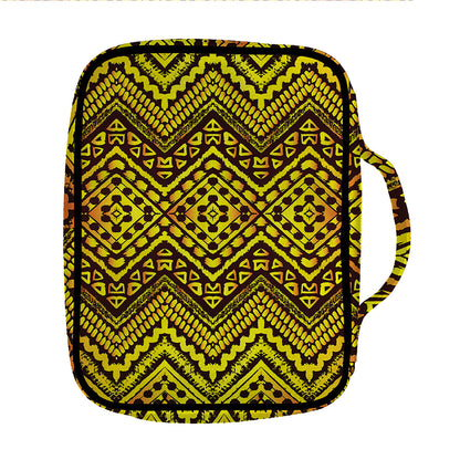 Gold African Ethnic Tribal Pattern Print Front Pocket Bible Bag
