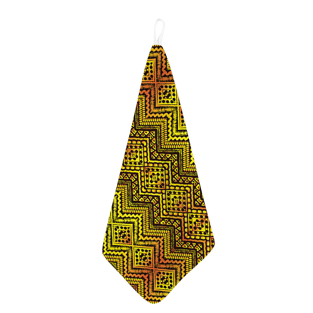 Gold African Ethnic Tribal Pattern Print Hand Towel