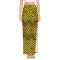 Gold African Ethnic Tribal Pattern Print High Slit Maxi Skirt