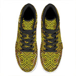 Gold African Ethnic Tribal Pattern Print High Top Leather Sneakers