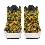 Gold African Ethnic Tribal Pattern Print High Top Leather Sneakers