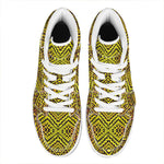 Gold African Ethnic Tribal Pattern Print High Top Leather Sneakers