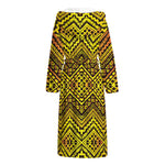 Gold African Ethnic Tribal Pattern Print Hooded Bathrobe