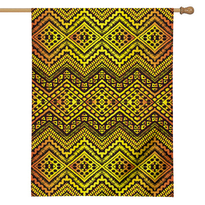 Gold African Ethnic Tribal Pattern Print House Flag