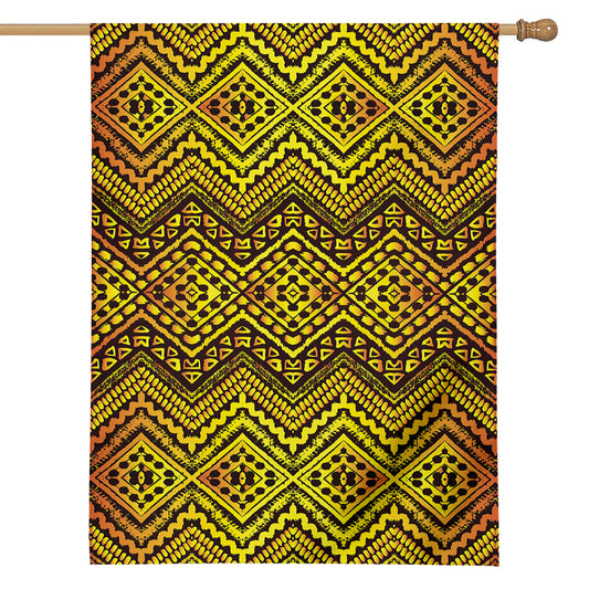 Gold African Ethnic Tribal Pattern Print House Flag