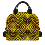 Gold African Ethnic Tribal Pattern Print Insulated Lunch Bag