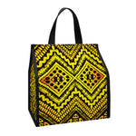 Gold African Ethnic Tribal Pattern Print Insulated Lunch Tote