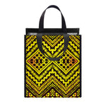 Gold African Ethnic Tribal Pattern Print Insulated Lunch Tote