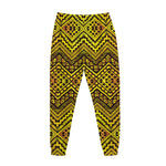 Gold African Ethnic Tribal Pattern Print Jogger Pants