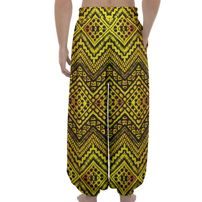Gold African Ethnic Tribal Pattern Print Lantern Pants