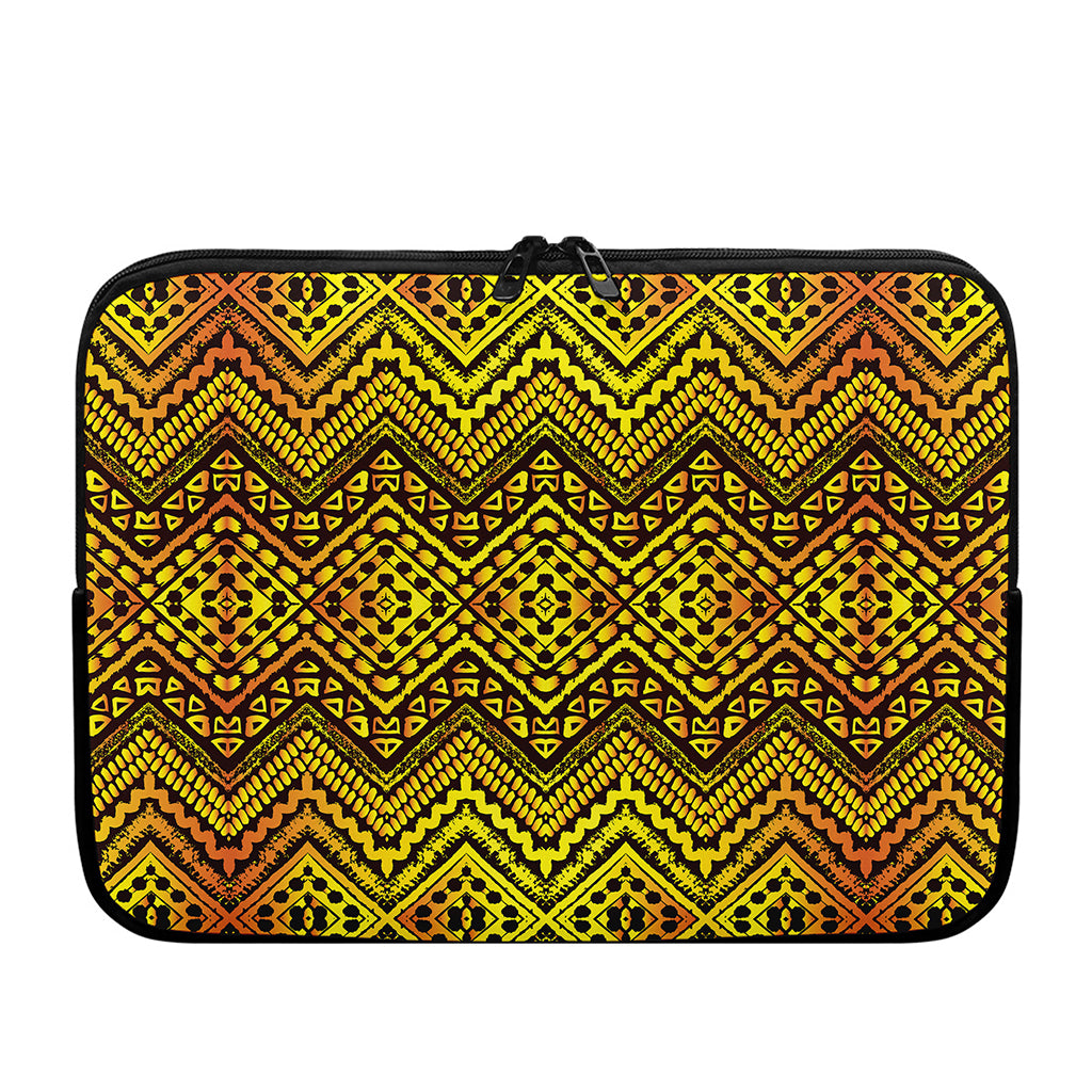 Gold African Ethnic Tribal Pattern Print Laptop Sleeve
