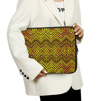 Gold African Ethnic Tribal Pattern Print Laptop Sleeve