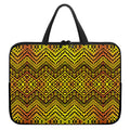 Gold African Ethnic Tribal Pattern Print Laptop Sleeve With Handle