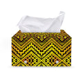 Gold African Ethnic Tribal Pattern Print Leather Tissue Box Cover