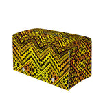 Gold African Ethnic Tribal Pattern Print Leather Tissue Box Cover