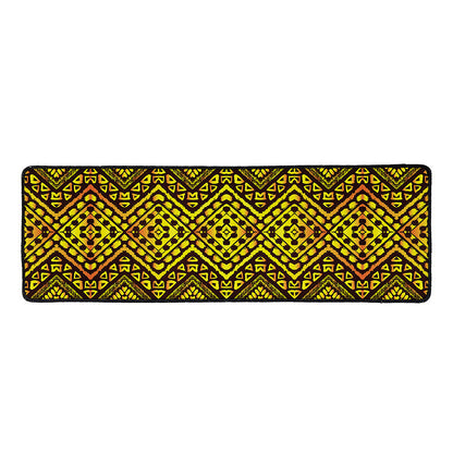 Gold African Ethnic Tribal Pattern Print Long Kitchen Mat